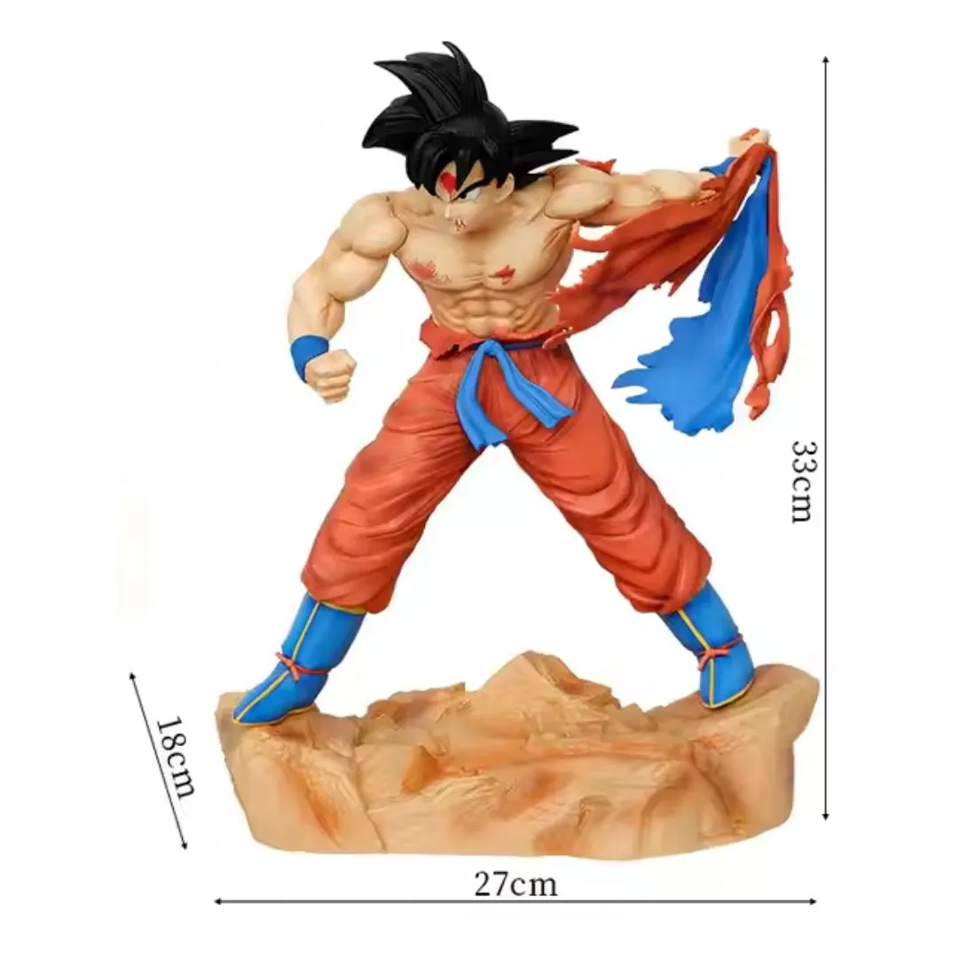 Tearing Clothes Goku 33cm Action Figure | DBZ Anime Battle Scene Statue