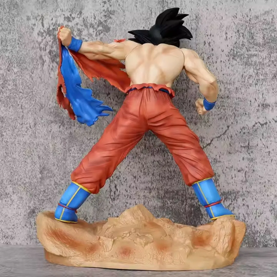 Tearing Clothes Goku 33cm Action Figure | DBZ Anime Battle Scene Statue