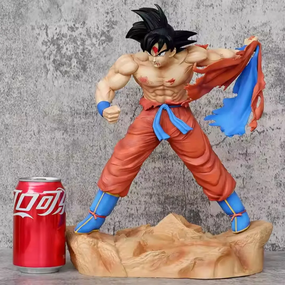 Tearing Clothes Goku 33cm Action Figure | DBZ Anime Battle Scene Statue